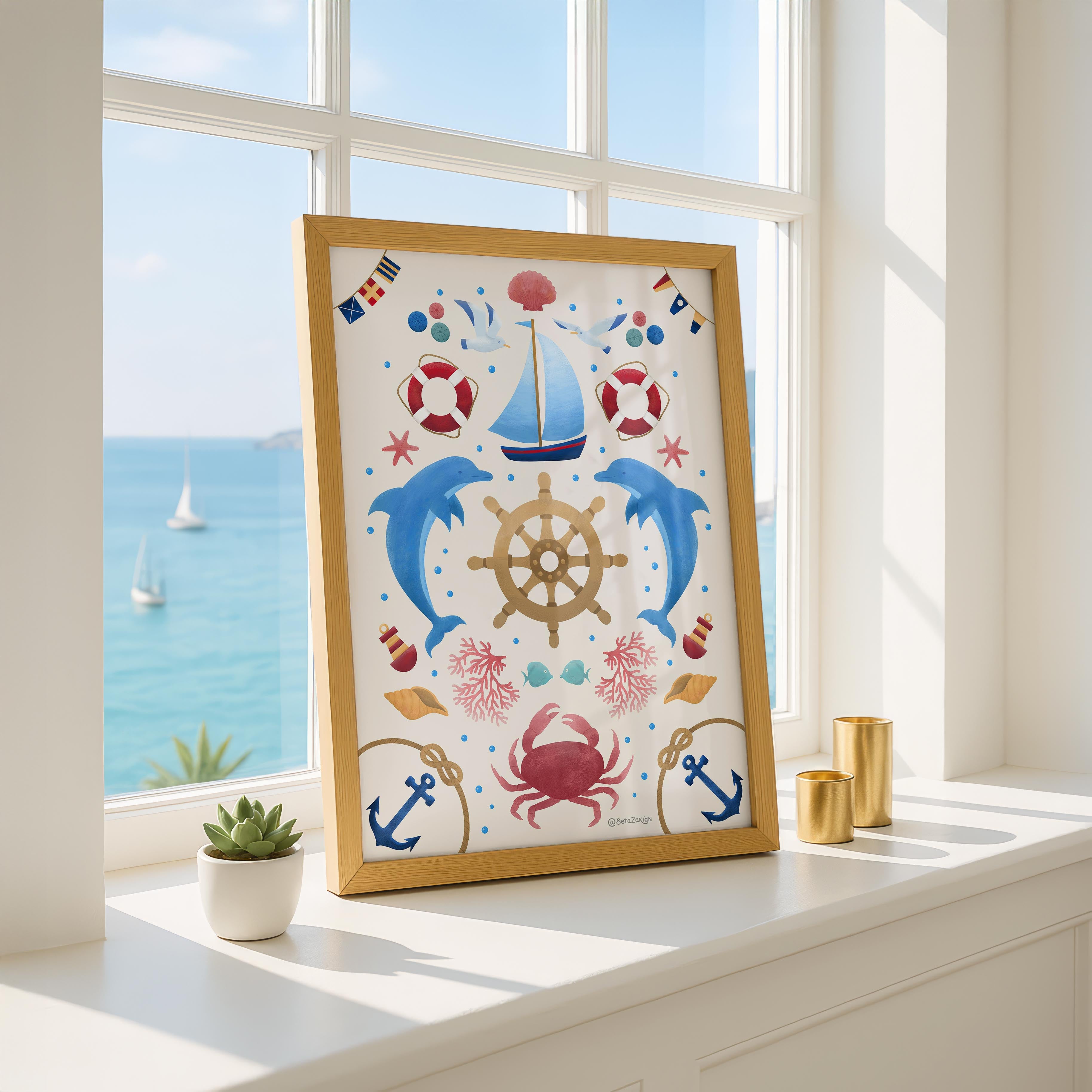 Sail Away (Cream) - Seta Zakian - Rolled Poster Wall Art Print