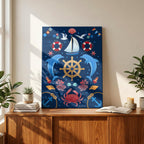 Sail Away (Navy) - Seta Zakian - Framed Canvas Wall Art Print