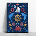 Sail Away (Navy) - Seta Zakian - Rolled Poster Wall Art Print