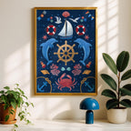 Sail Away (Navy) - Seta Zakian - Rolled Poster Wall Art Print