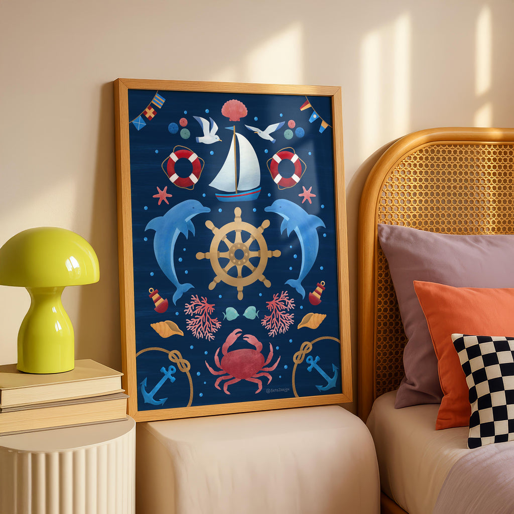 Sail Away (Navy) - Seta Zakian - Rolled Poster Wall Art Print