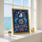 Sail Away (Navy) - Seta Zakian - Rolled Poster Wall Art Print