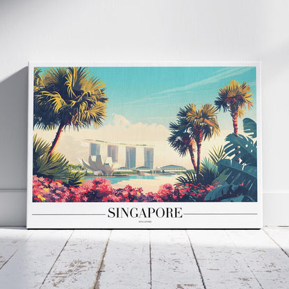 Vibrant Singapore City World Travel - Framed Canvas Wall Art Print - House Prints
