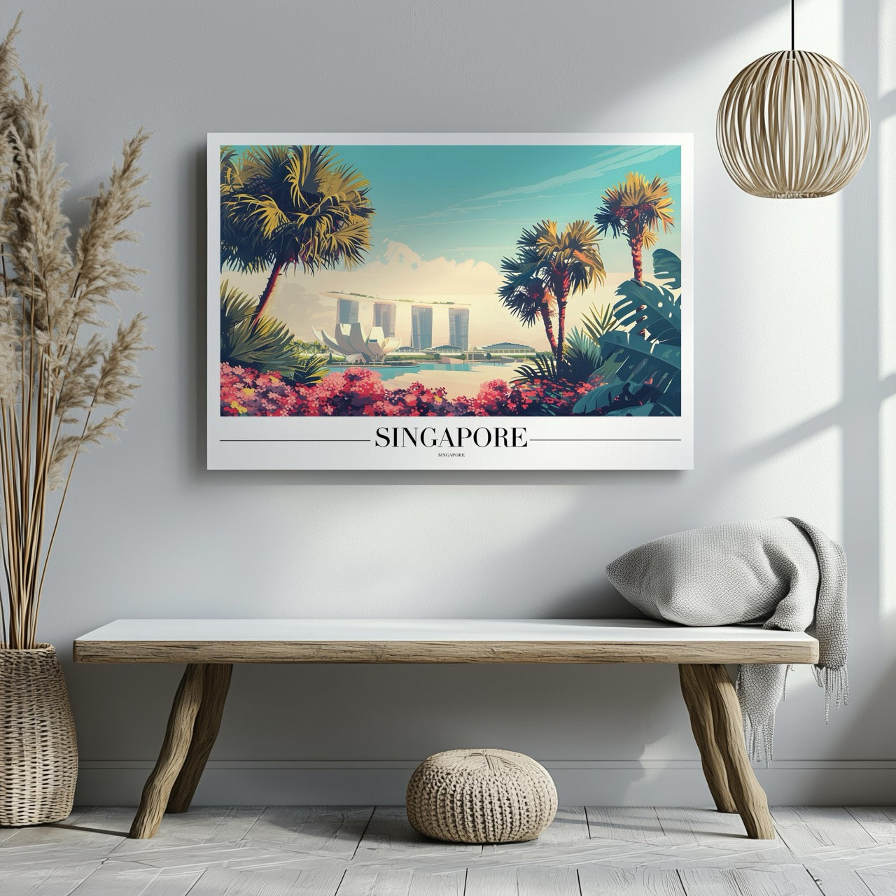 Vibrant Singapore City World Travel - Framed Canvas Wall Art Print | House Prints
