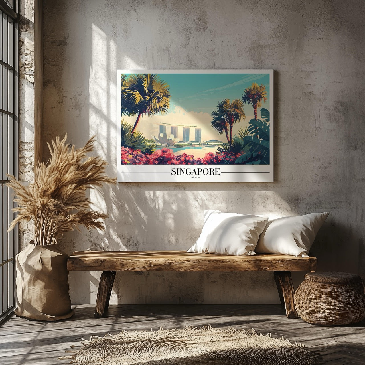 Vibrant Singapore City World Travel - Framed Canvas Wall Art Print | House Prints