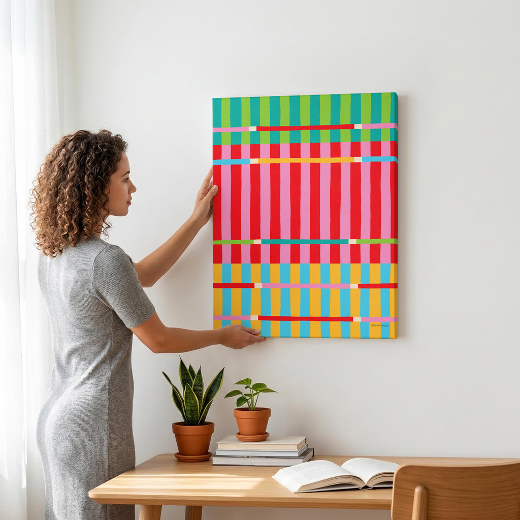 Stripe Hype 1 - Seta Zakian - Framed Canvas Wall Art Print | House Prints
