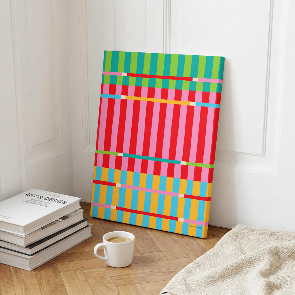 Stripe Hype 1 - Seta Zakian - Framed Canvas Wall Art Print | House Prints