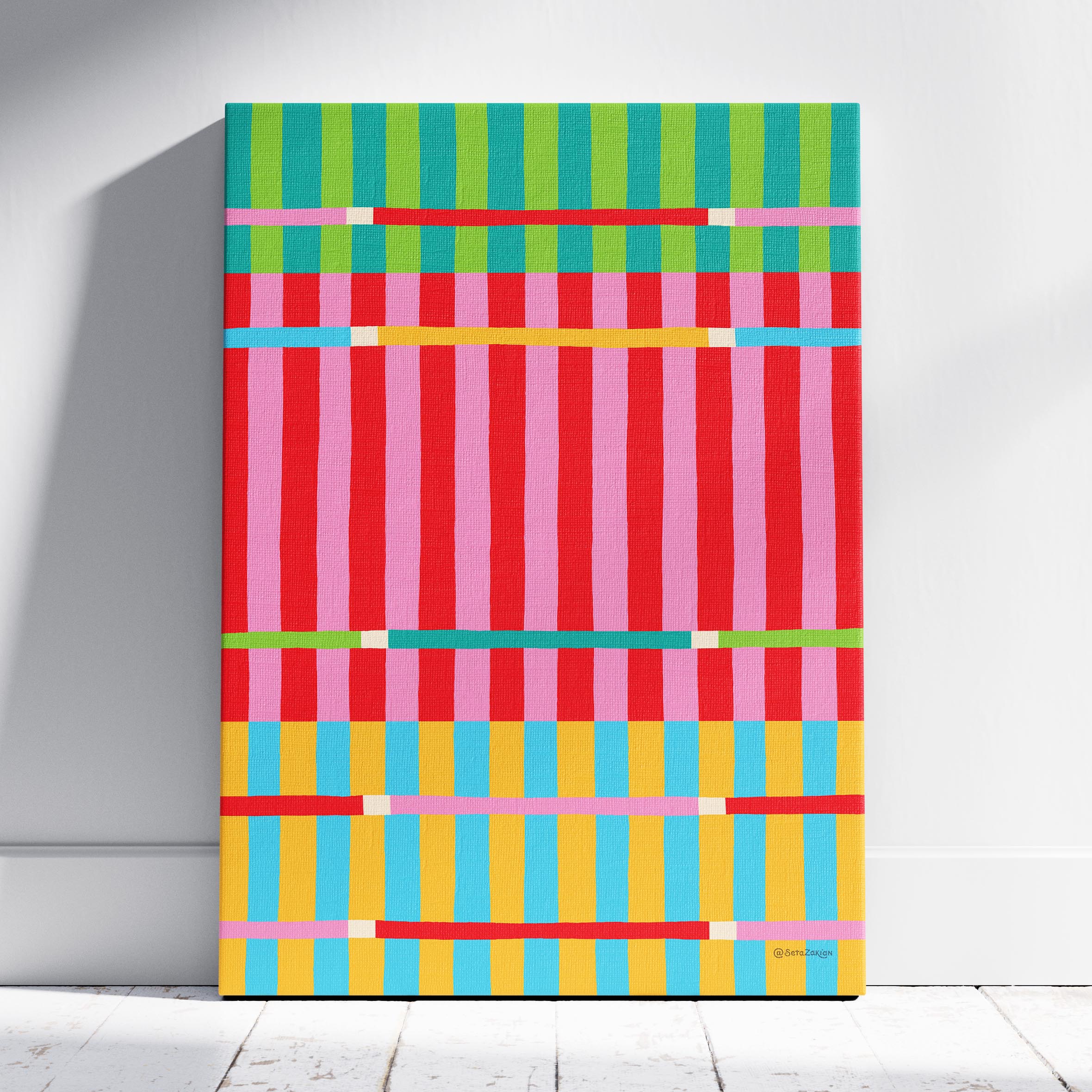Stripe Hype 1 - Seta Zakian - Framed Canvas Wall Art Print | House Prints