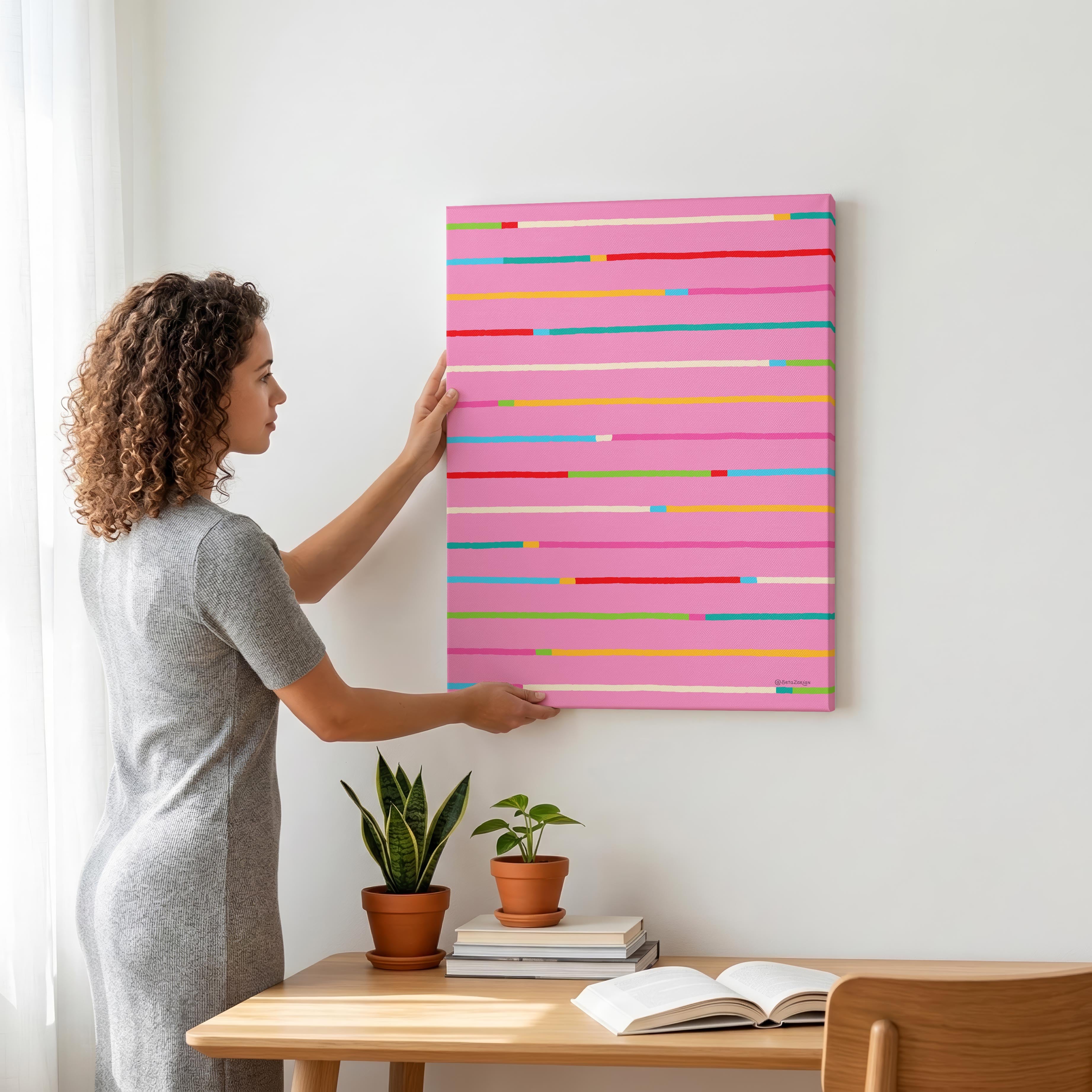 Stripe Hype 2 - Seta Zakian - Framed Canvas Wall Art Print | House Prints