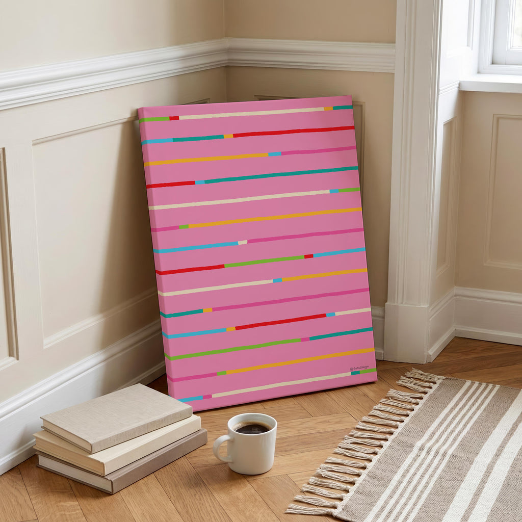 Stripe Hype 2 - Seta Zakian - Framed Canvas Wall Art Print | House Prints