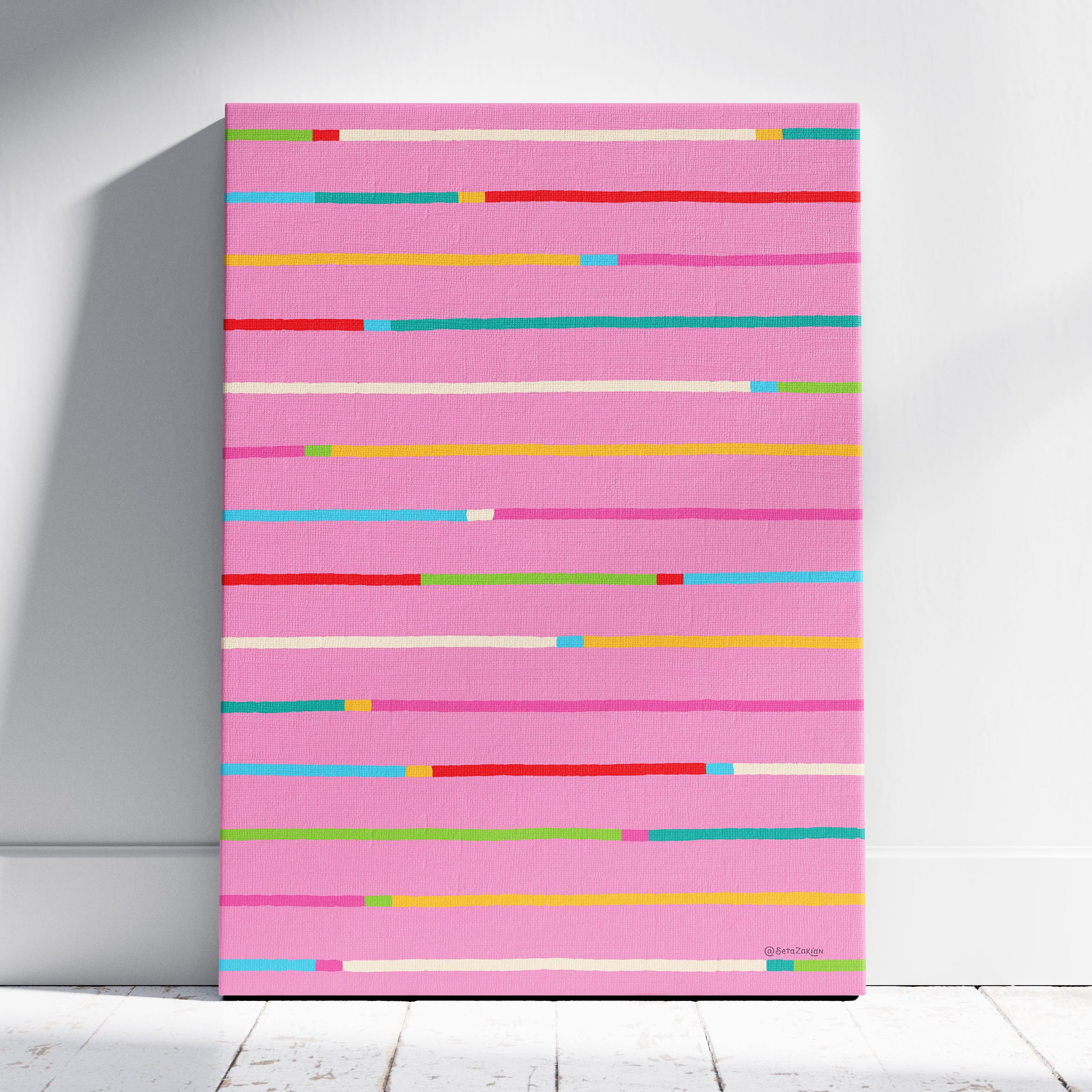 Stripe Hype 2 - Seta Zakian - Framed Canvas Wall Art Print | House Prints