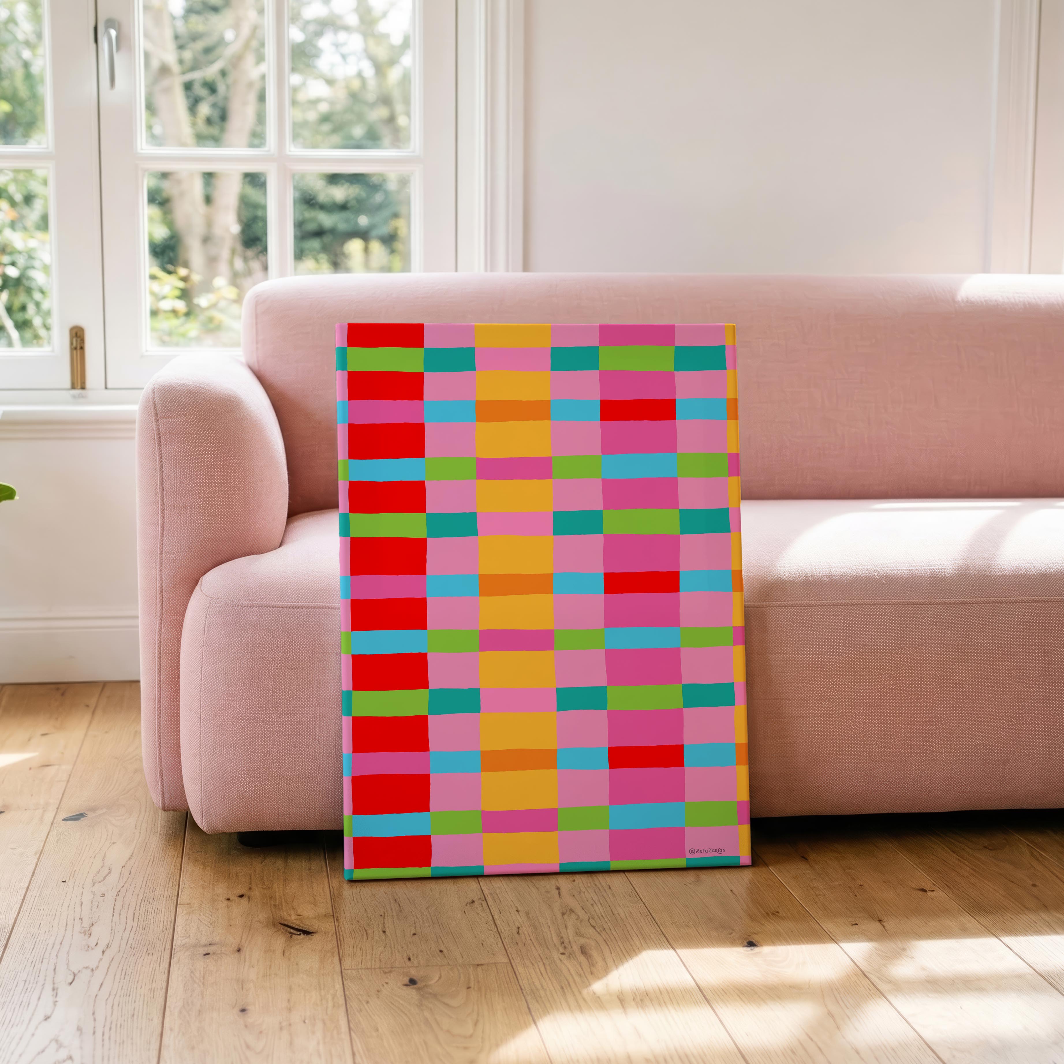 Stripe Hype 3 - Seta Zakian - Framed Canvas Wall Art Print | House Prints