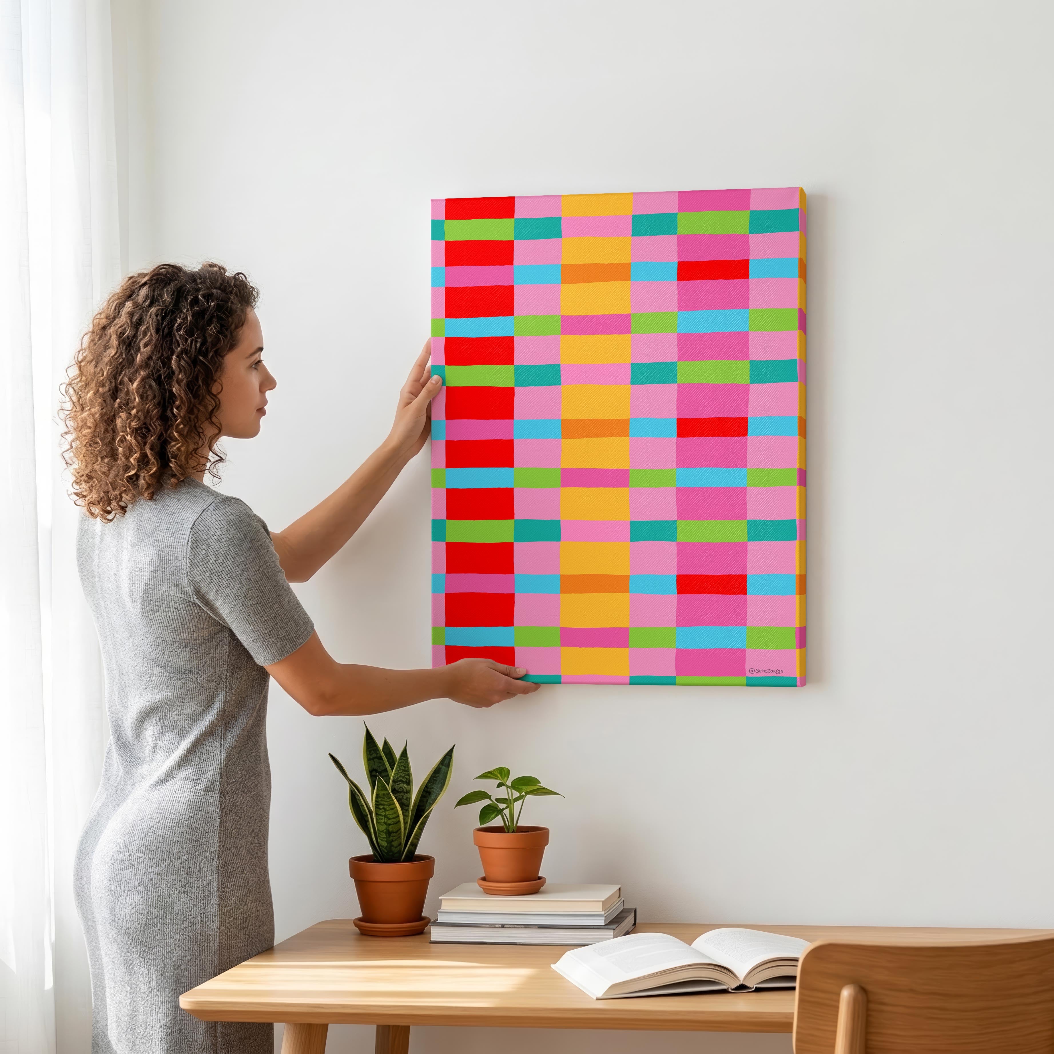 Stripe Hype 3 - Seta Zakian - Framed Canvas Wall Art Print | House Prints