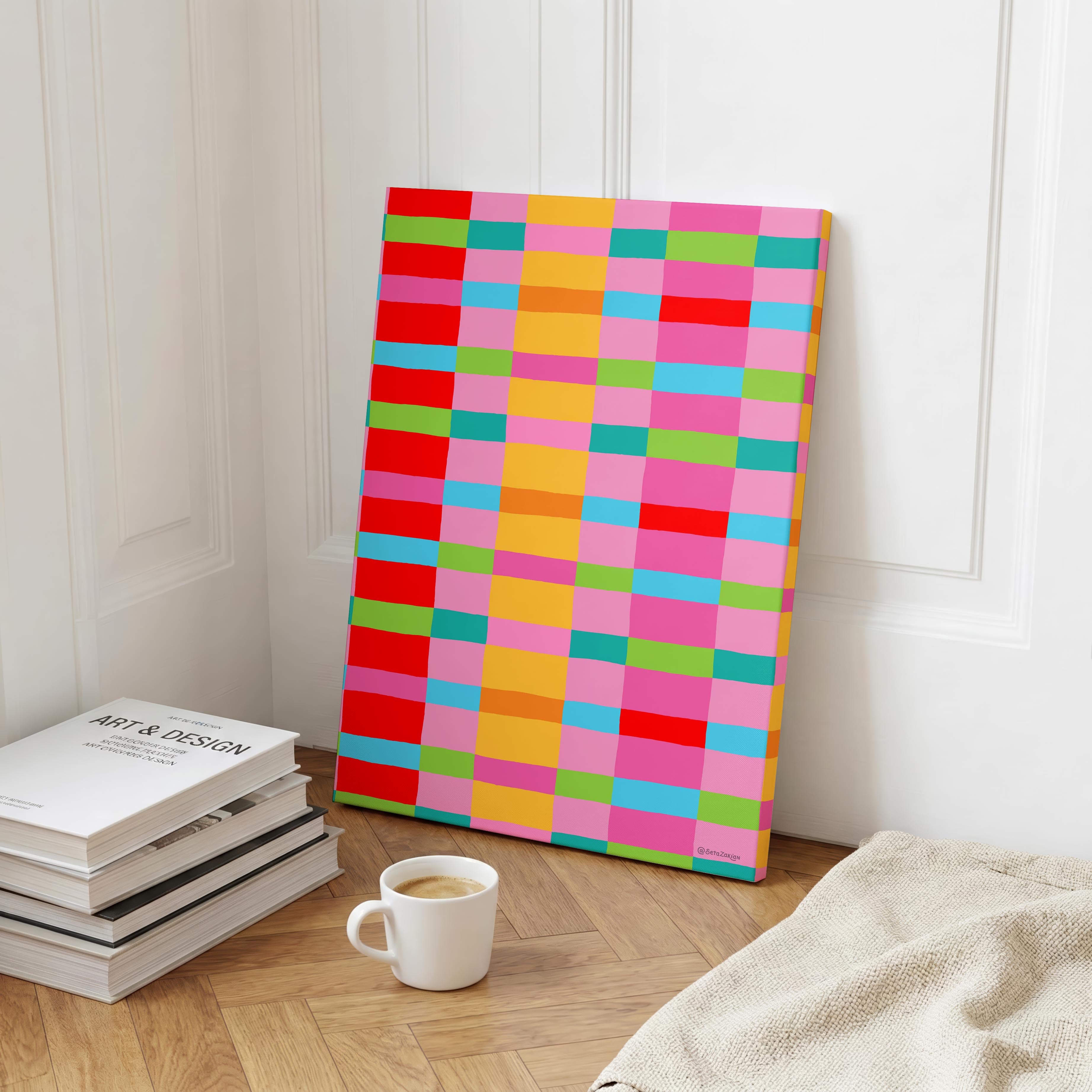 Stripe Hype 3 - Seta Zakian - Framed Canvas Wall Art Print | House Prints