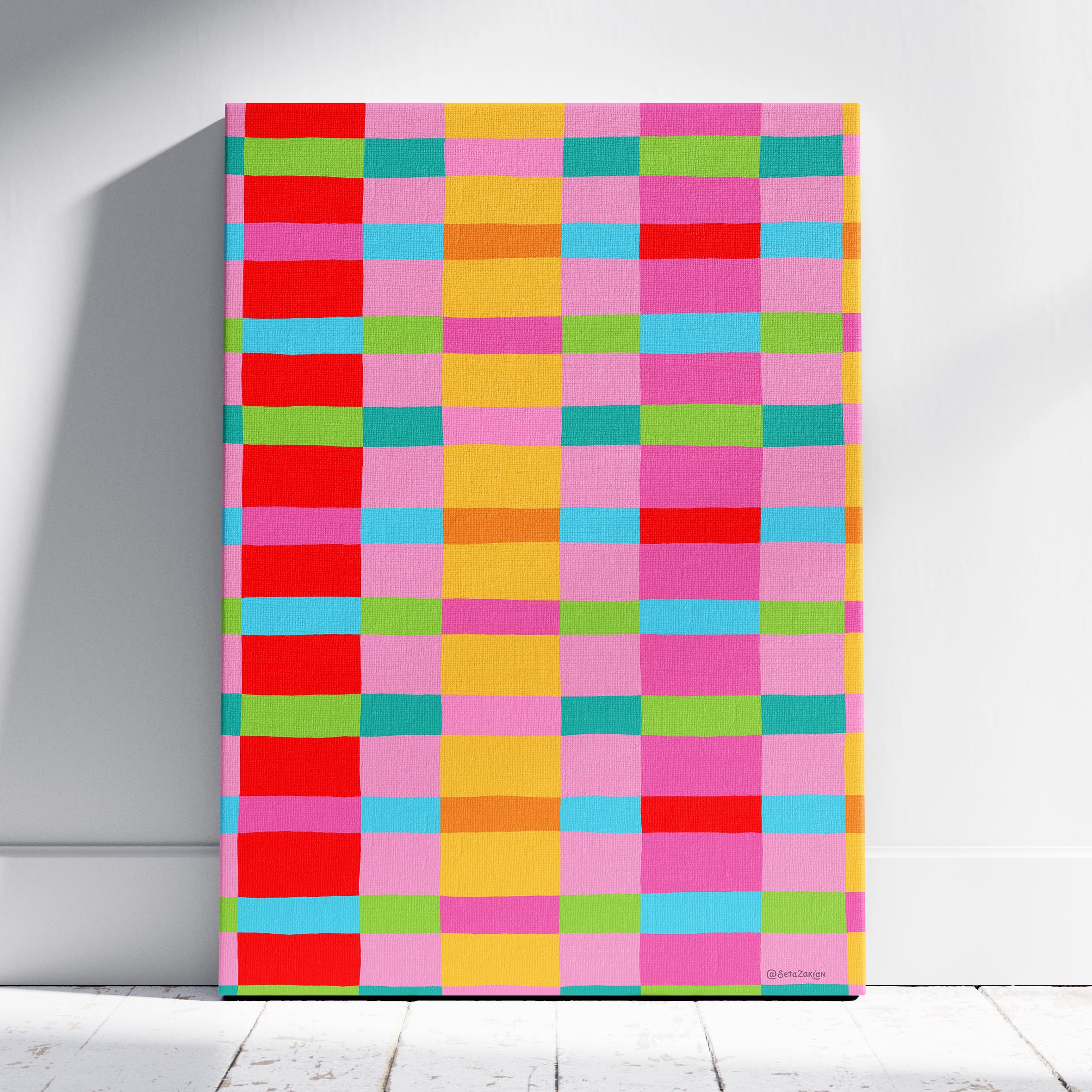 Stripe Hype 3 - Seta Zakian - Framed Canvas Wall Art Print | House Prints