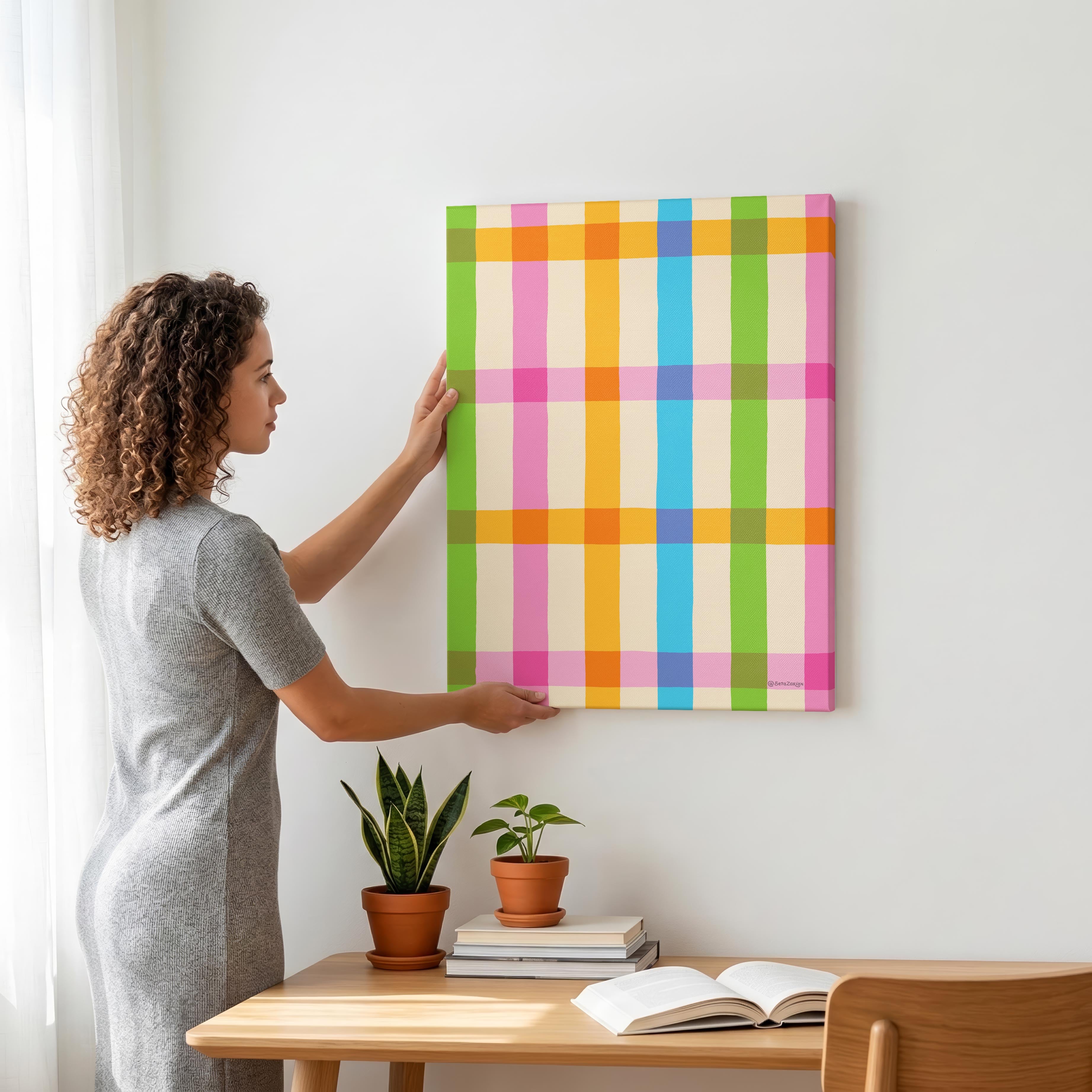 Stripe Hype 4 - Seta Zakian - Framed Canvas Wall Art Print | House Prints