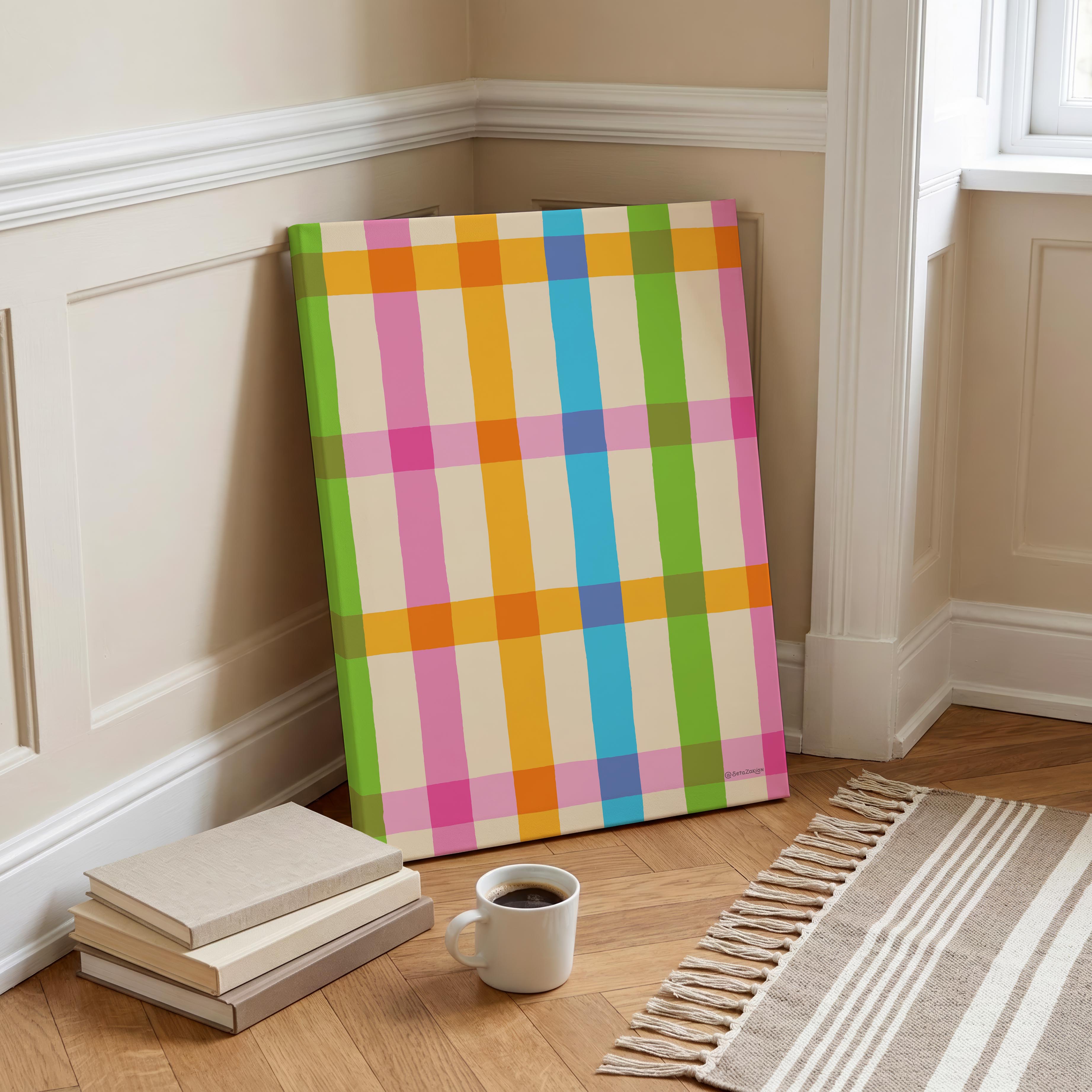 Stripe Hype 4 - Seta Zakian - Framed Canvas Wall Art Print | House Prints