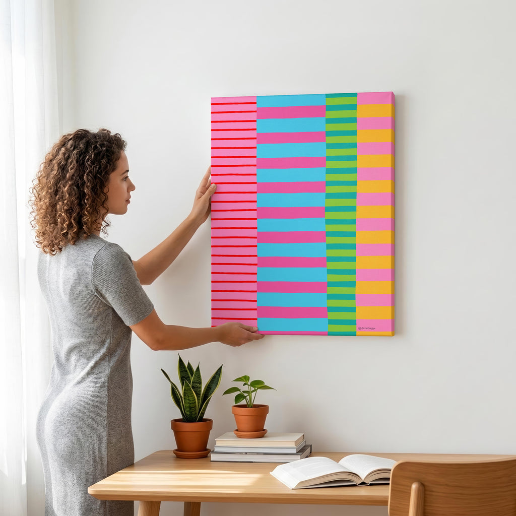 Stripe Hype 5 - Seta Zakian - Framed Canvas Wall Art Print | House Prints