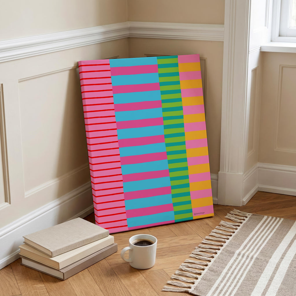 Stripe Hype 5 - Seta Zakian - Framed Canvas Wall Art Print | House Prints