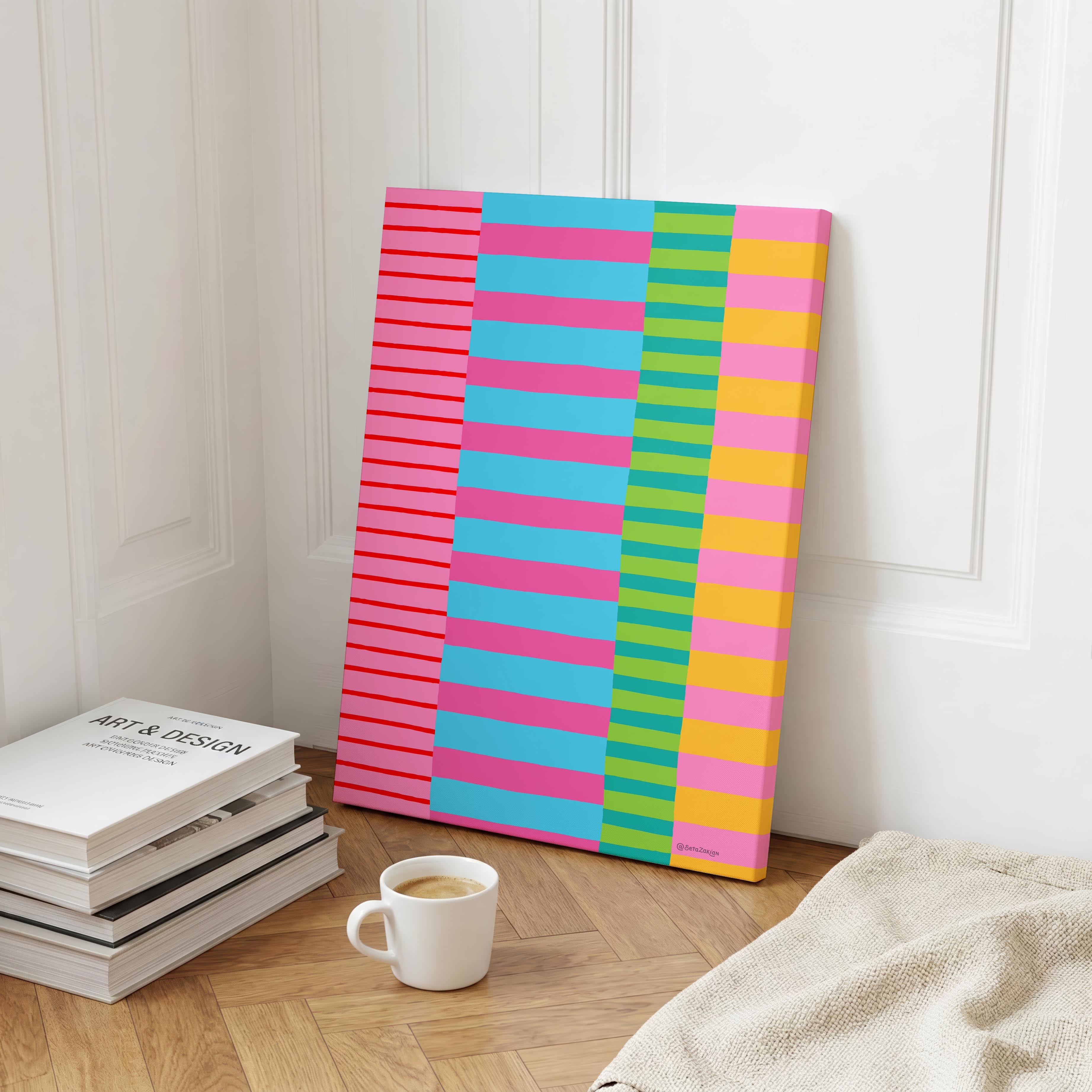 Stripe Hype 5 - Seta Zakian - Framed Canvas Wall Art Print | House Prints