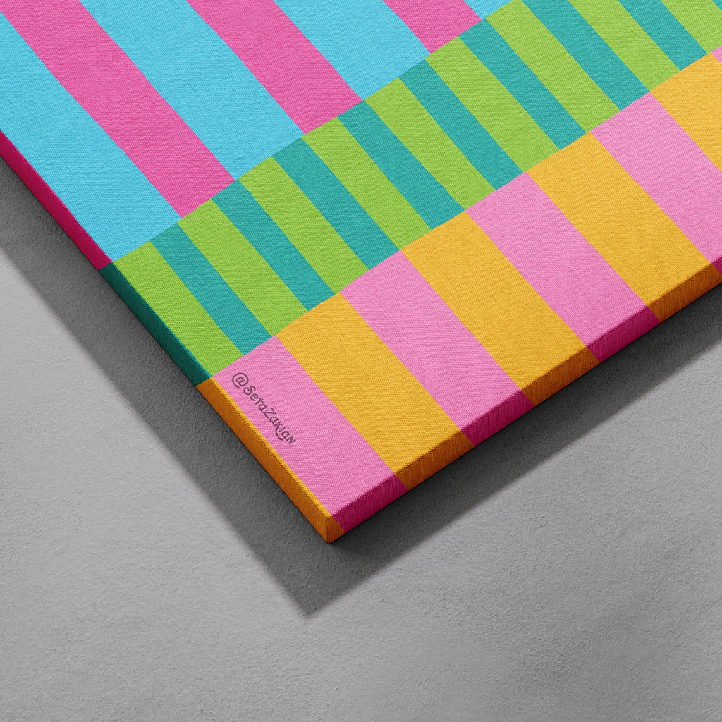 Stripe Hype 5 - Seta Zakian - Framed Canvas Wall Art Print | House Prints
