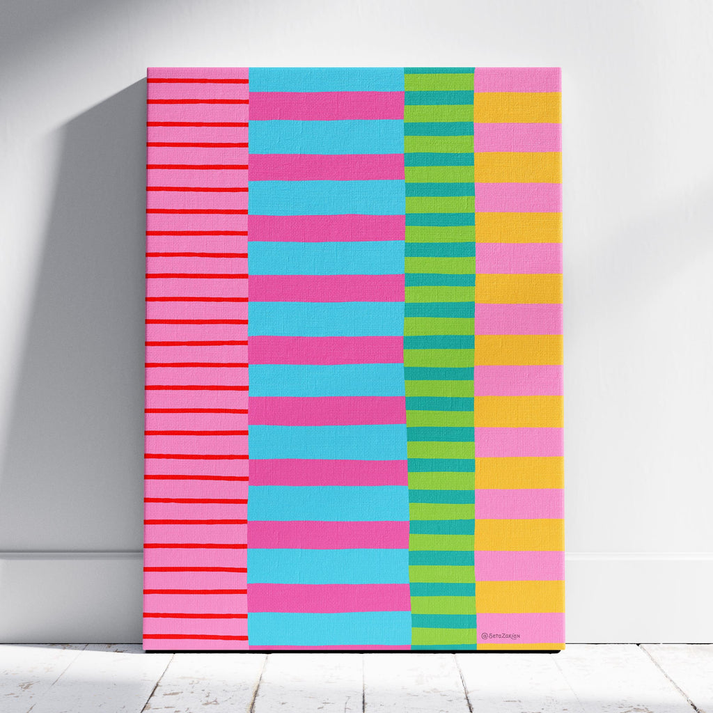 Stripe Hype 5 - Seta Zakian - Framed Canvas Wall Art Print | House Prints