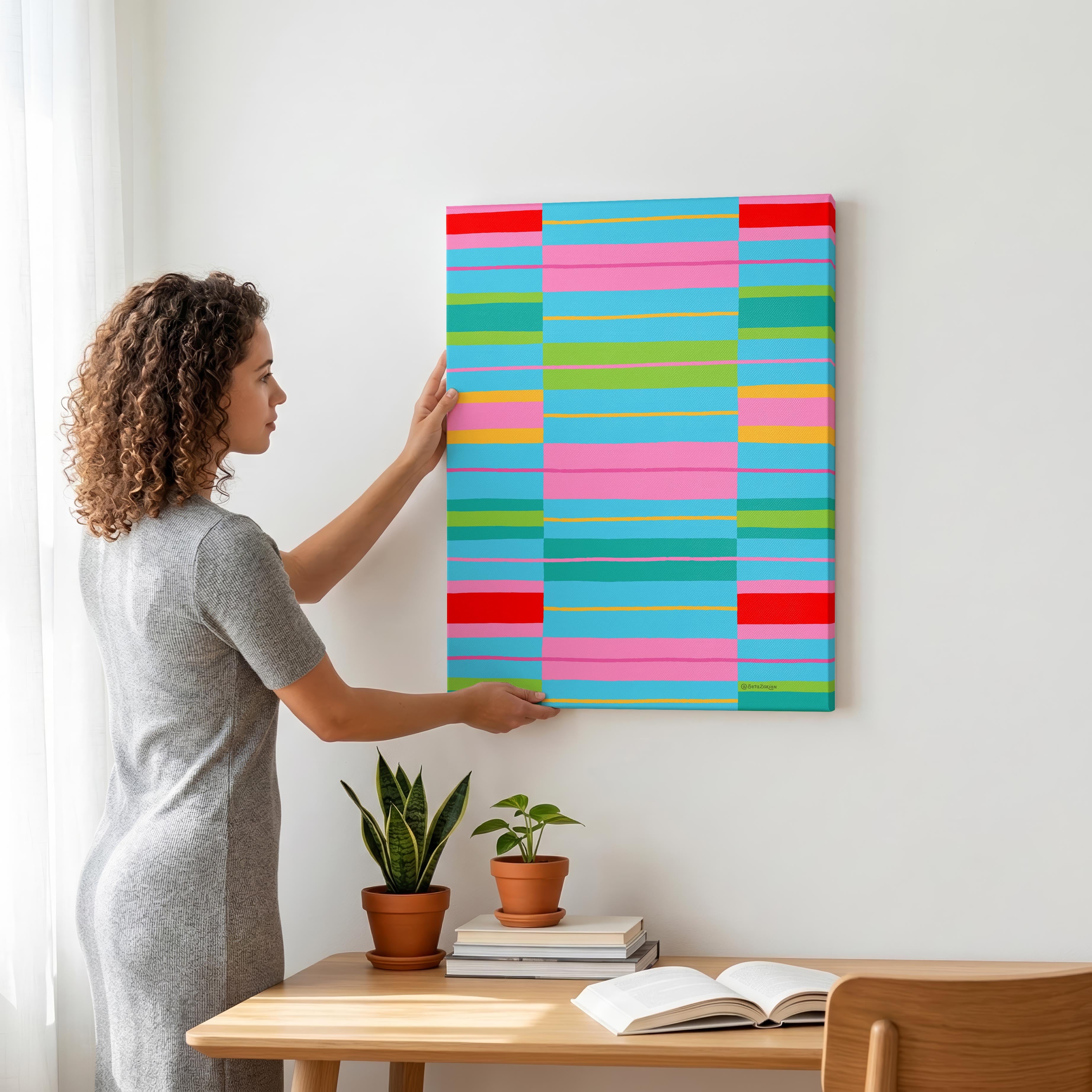 Stripe Hype 6 - Seta Zakian - Framed Canvas Wall Art Print | House Prints