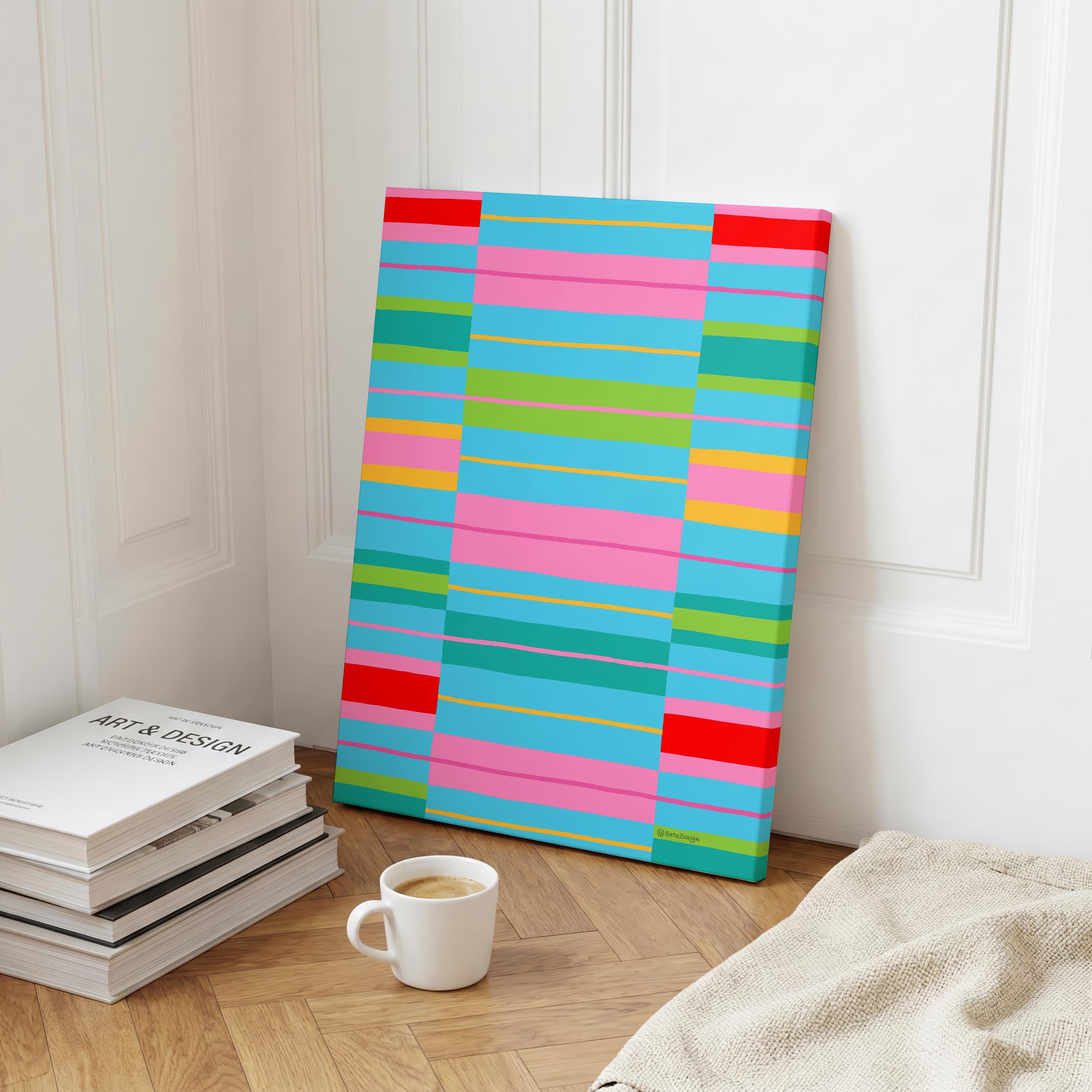 Stripe Hype 6 - Seta Zakian - Framed Canvas Wall Art Print | House Prints