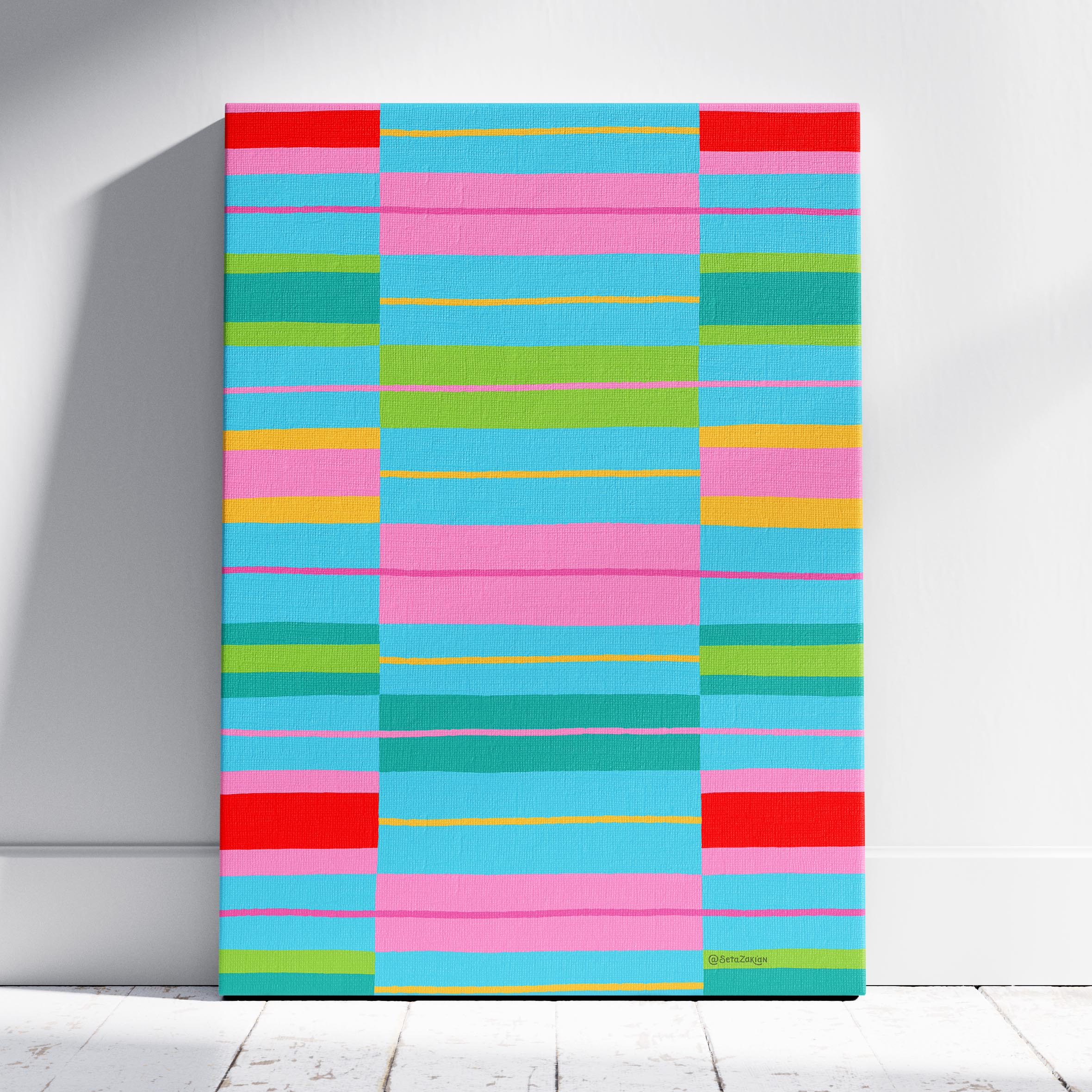 Stripe Hype 6 - Seta Zakian - Framed Canvas Wall Art Print | House Prints