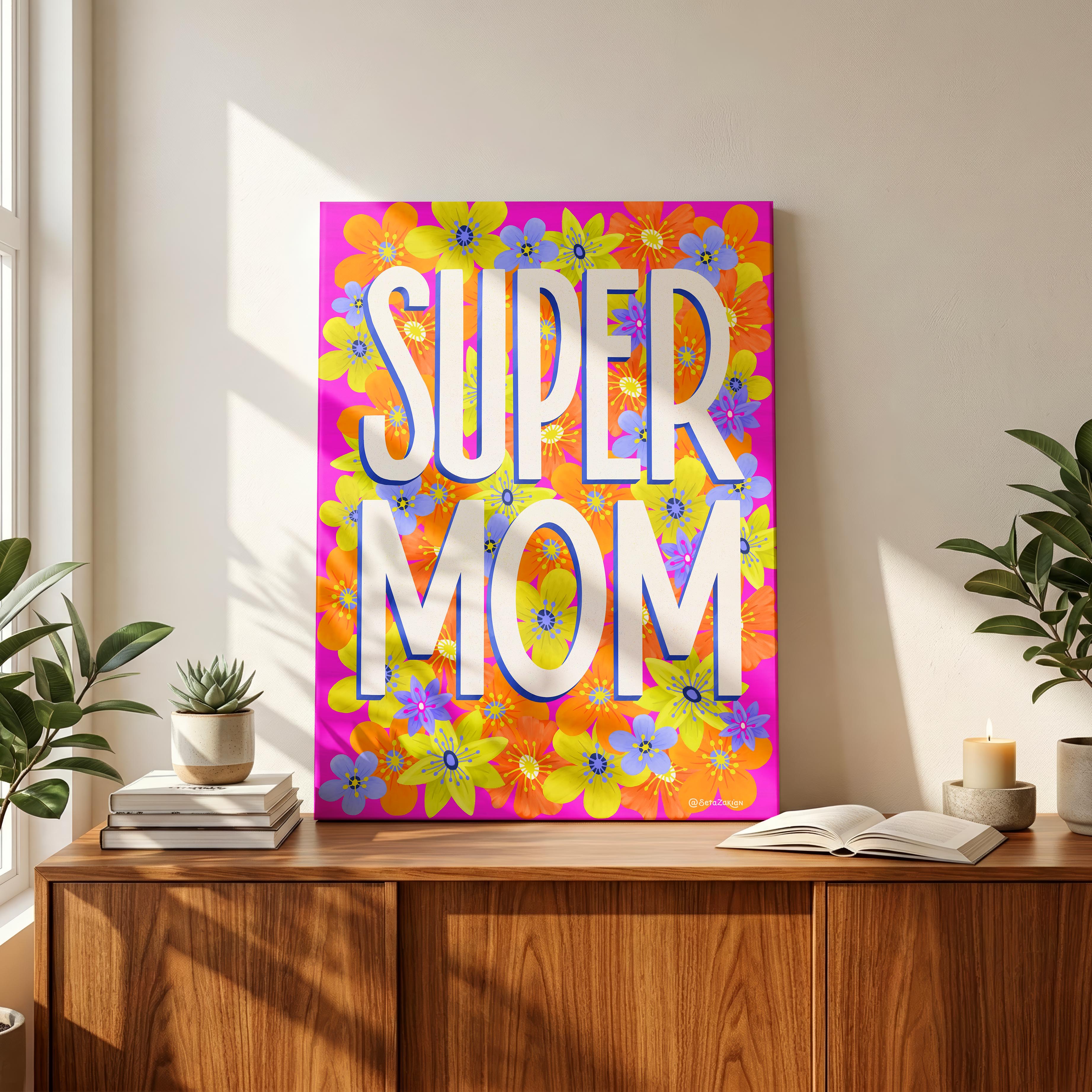 Super Mom - Seta Zakian - Framed Canvas Wall Art Print