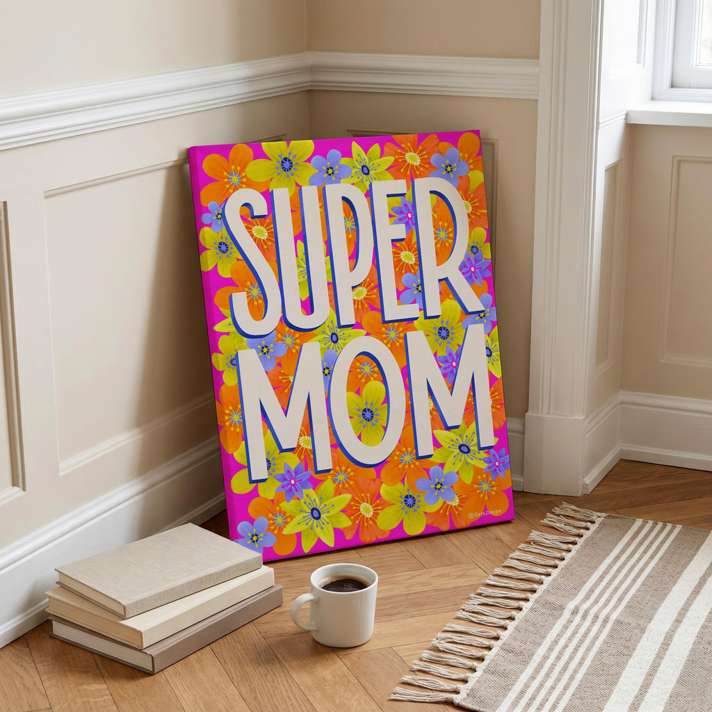 Super Mom - Seta Zakian - Framed Canvas Wall Art Print