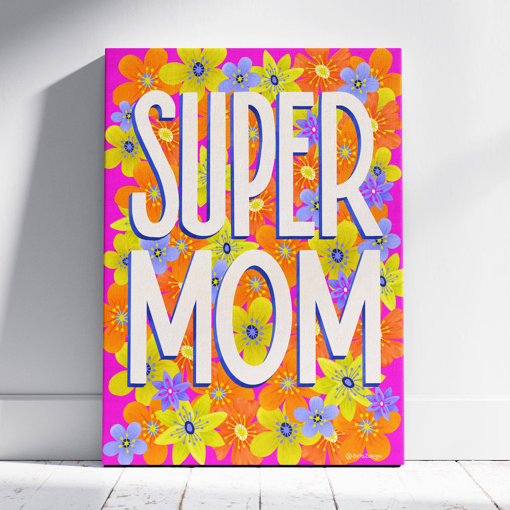 Super Mom - Seta Zakian - Framed Canvas Wall Art Print
