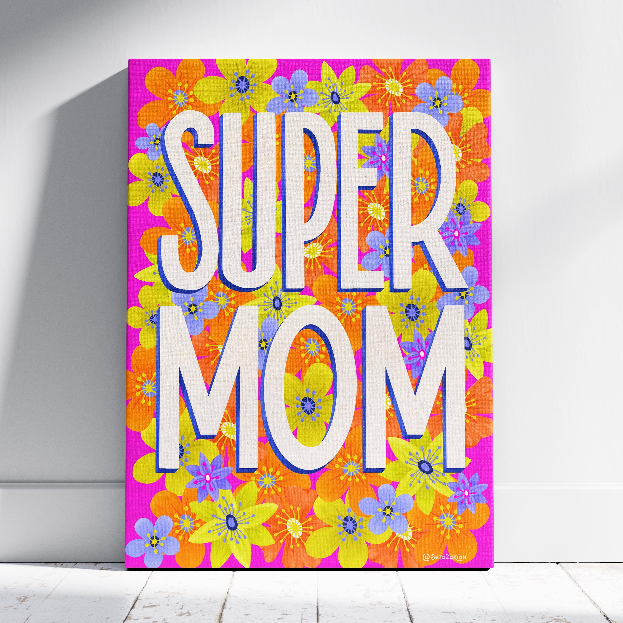 Super Mom - Seta Zakian - Framed Canvas Wall Art Print