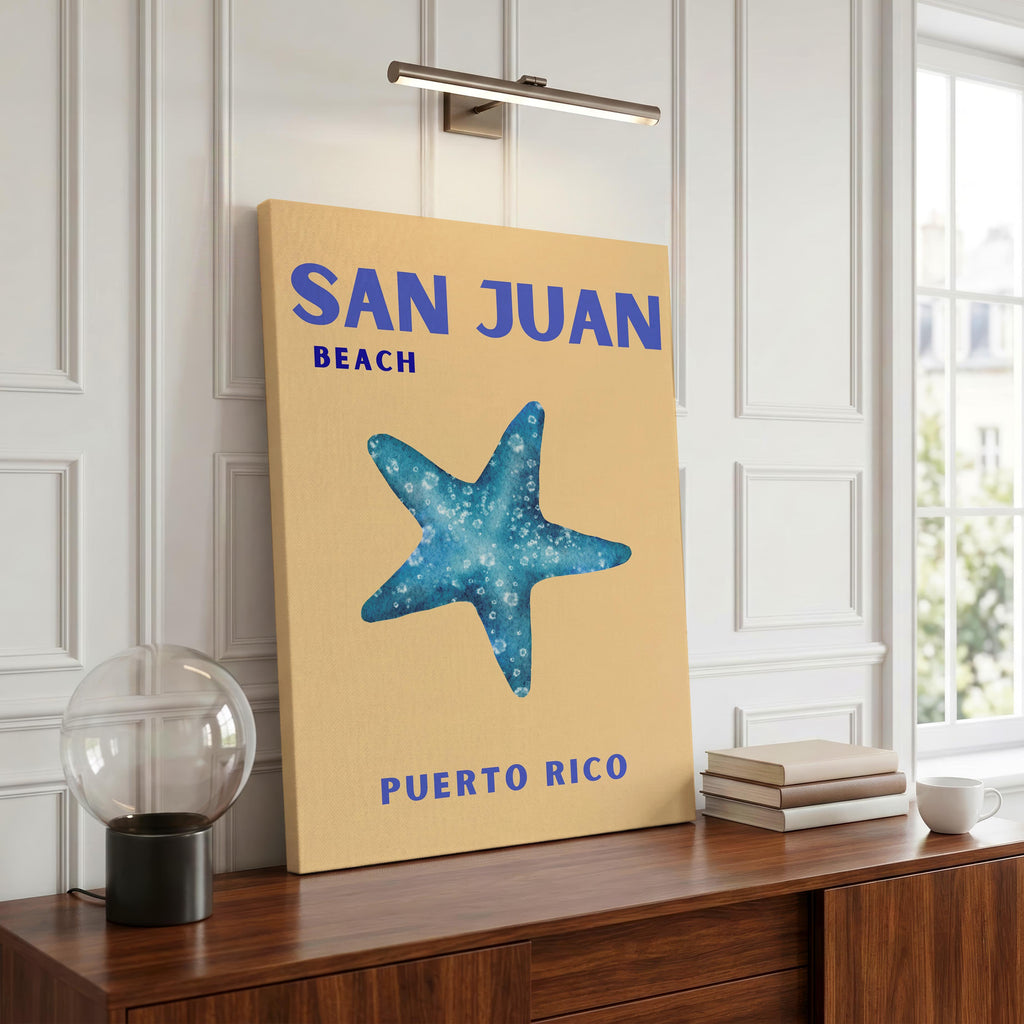 San Juan Beach Puerto Rico World Travel Art - Framed Canvas Wall Art Print