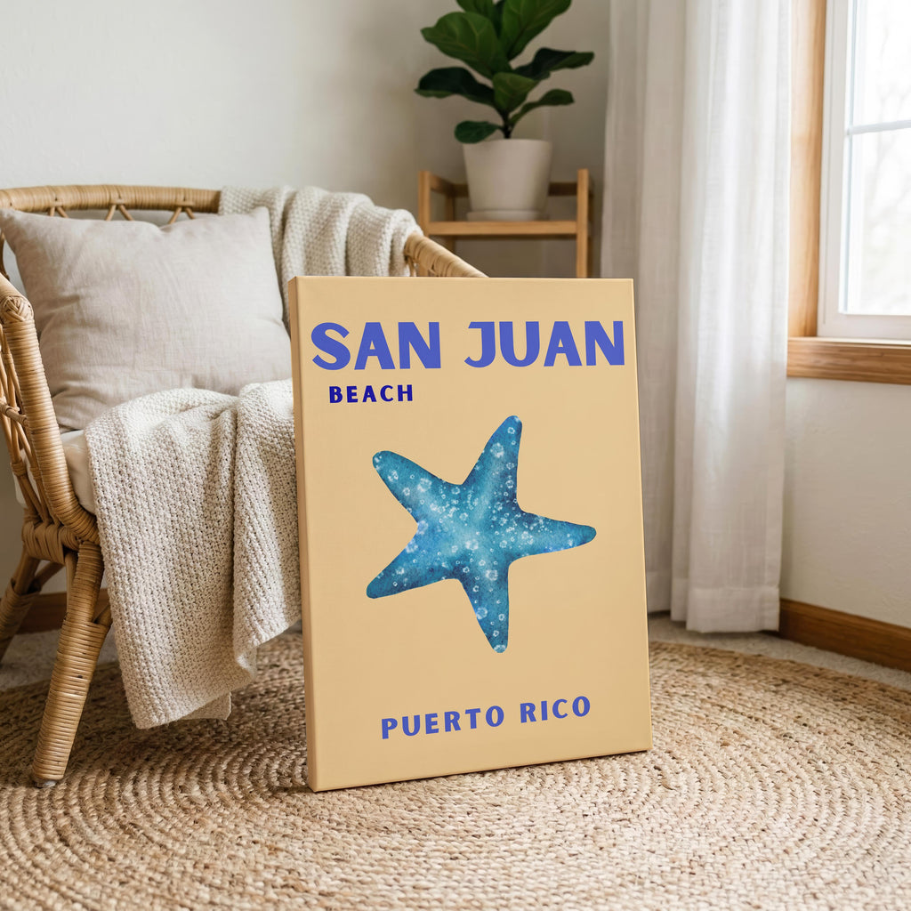 San Juan Beach Puerto Rico World Travel Art - Framed Canvas Wall Art Print