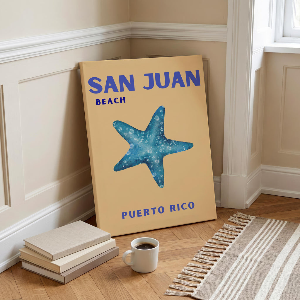 San Juan Beach Puerto Rico World Travel Art - Framed Canvas Wall Art Print