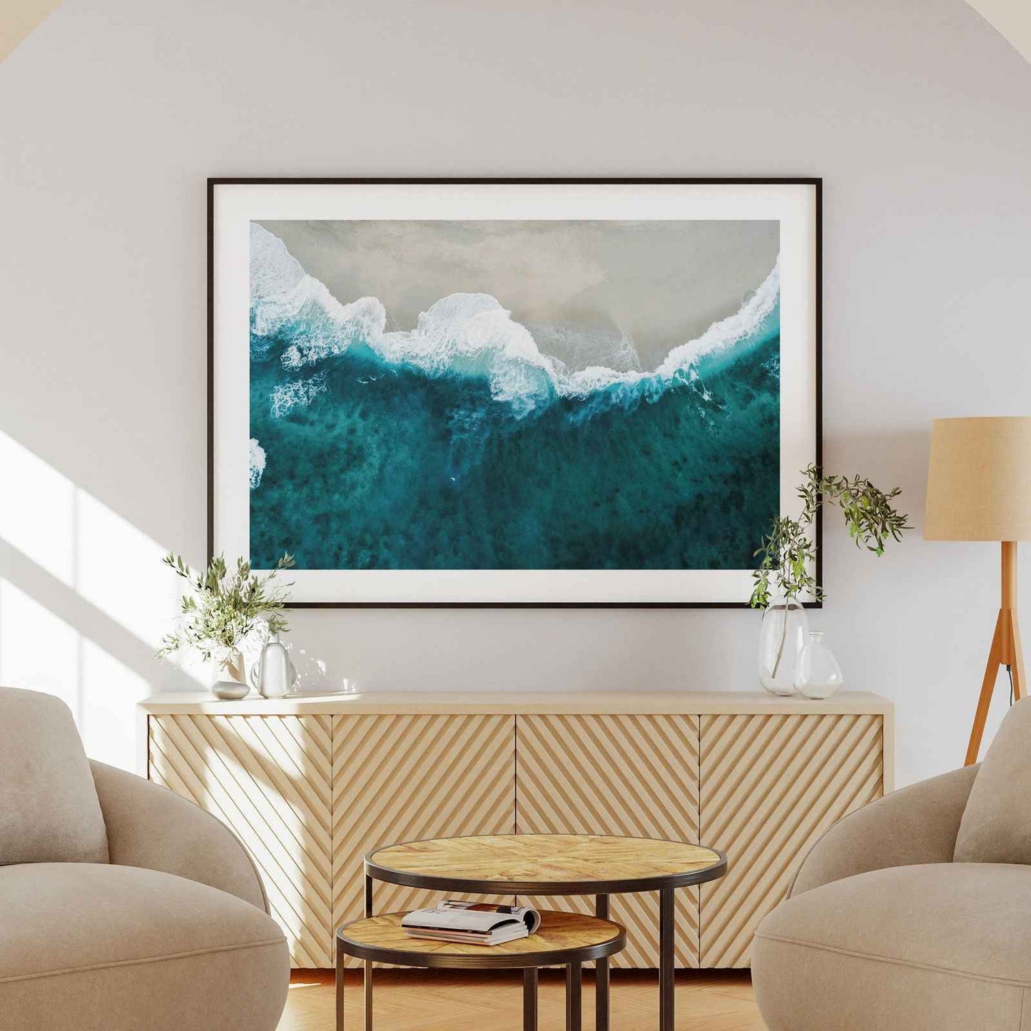 Sand Beach Meets the Sea Water - Rolled Poster Wall Art Print - House Prints
