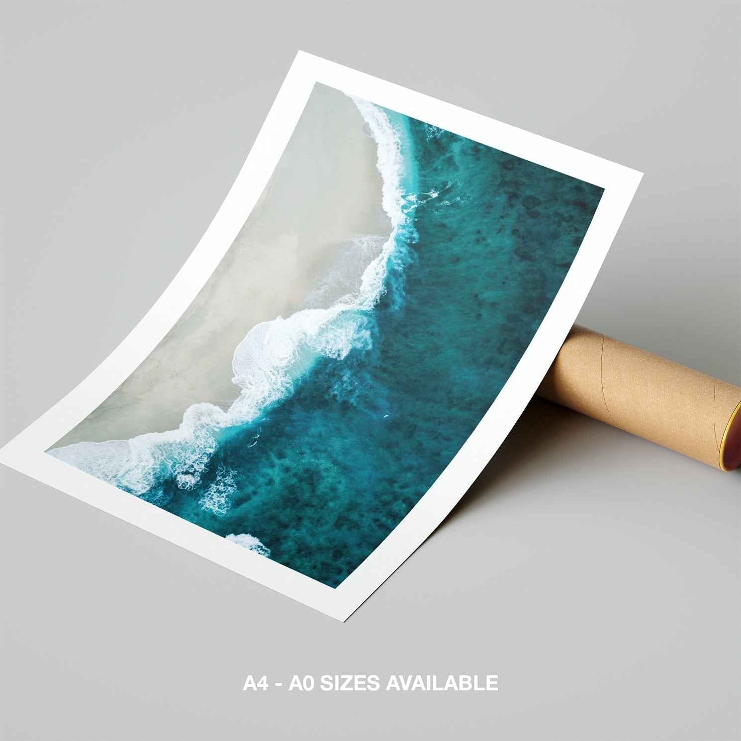 Sand Beach Meets the Sea Water - Rolled Poster Wall Art Print - House Prints