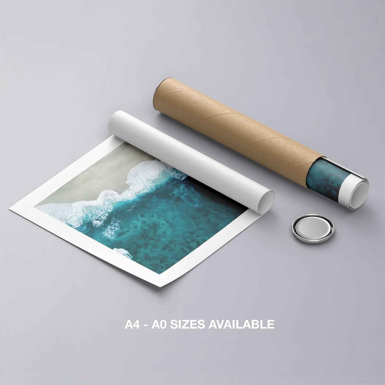 Sand Beach Meets the Sea Water - Rolled Poster Wall Art Print - House Prints
