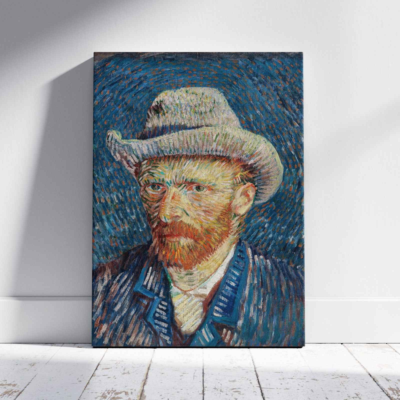 Self Portrait with Grey Felt Hat - Vincent van Gogh - Framed Canvas Wall Art Print - House Prints
