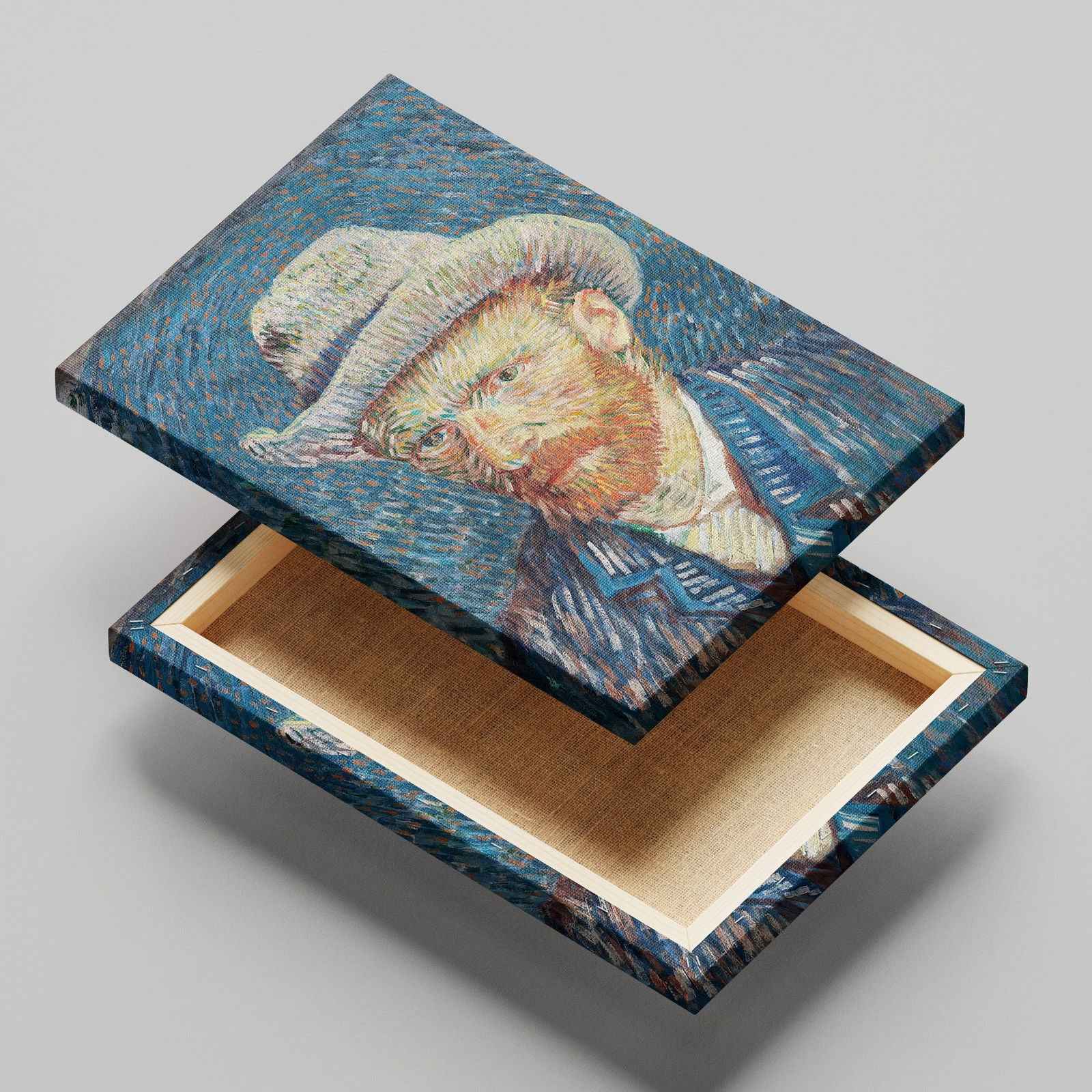 Self Portrait with Grey Felt Hat - Vincent van Gogh - Framed Canvas Wall Art Print - House Prints