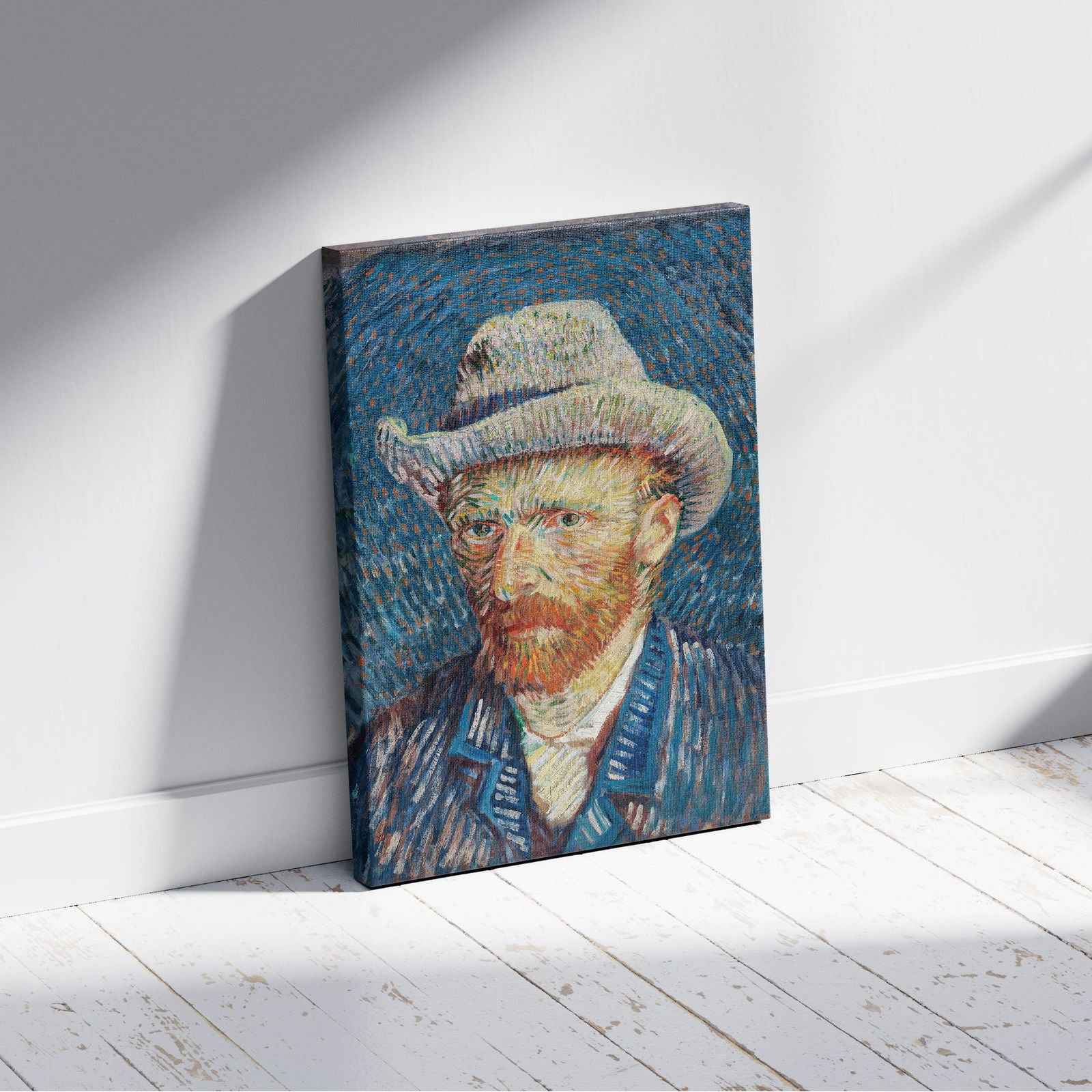 Self Portrait with Grey Felt Hat - Vincent van Gogh - Framed Canvas Wall Art Print - House Prints
