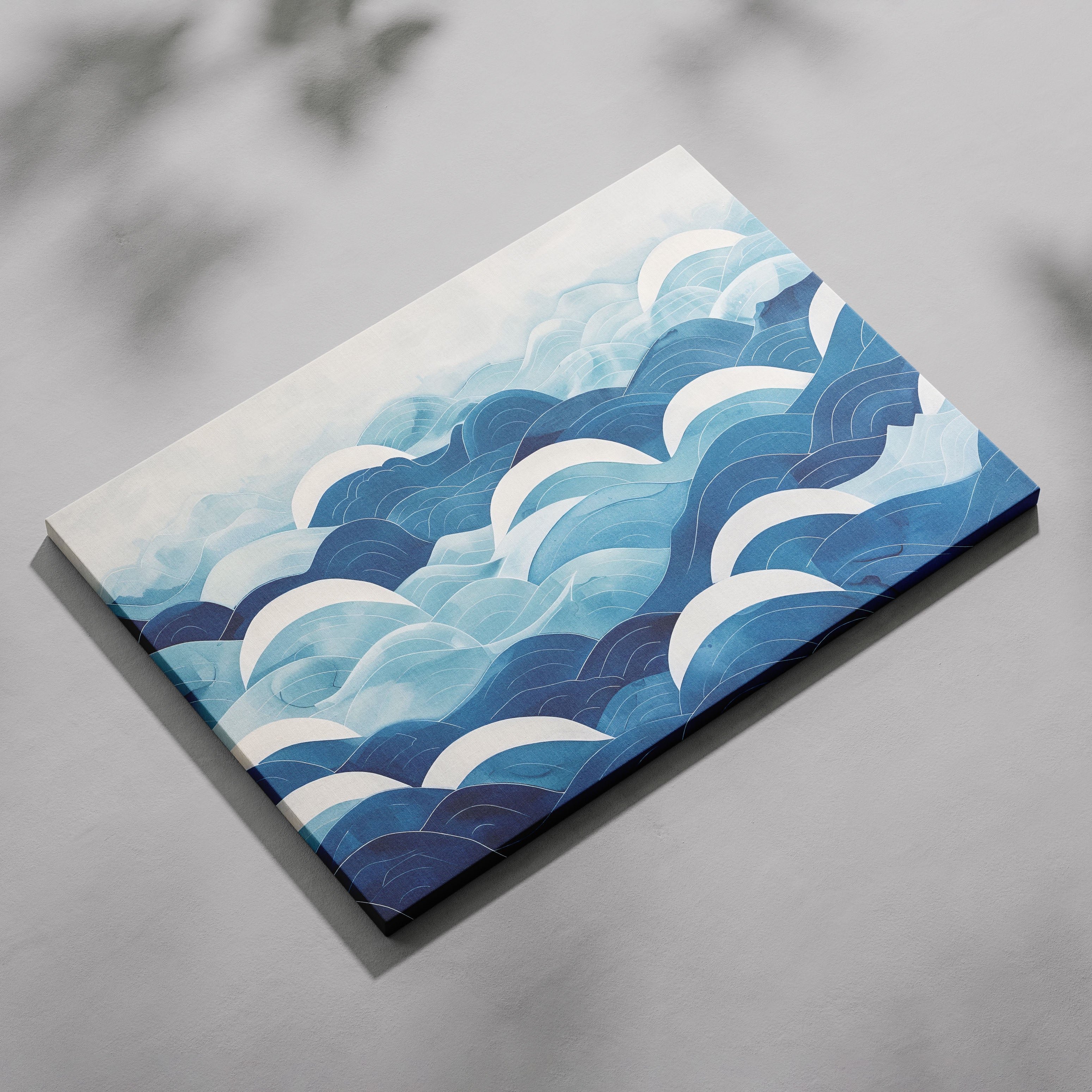 Serene Blue Ocean Wave Patterns - Framed Canvas Wall Art Print | House Prints