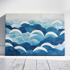 Serene Blue Ocean Wave Patterns - Framed Canvas Wall Art Print | House Prints