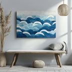 Serene Blue Ocean Wave Patterns - Framed Canvas Wall Art Print | House Prints