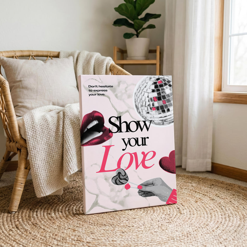 Show Your Love Pink Disco Vibes - Framed Canvas Wall Art Print | House Prints