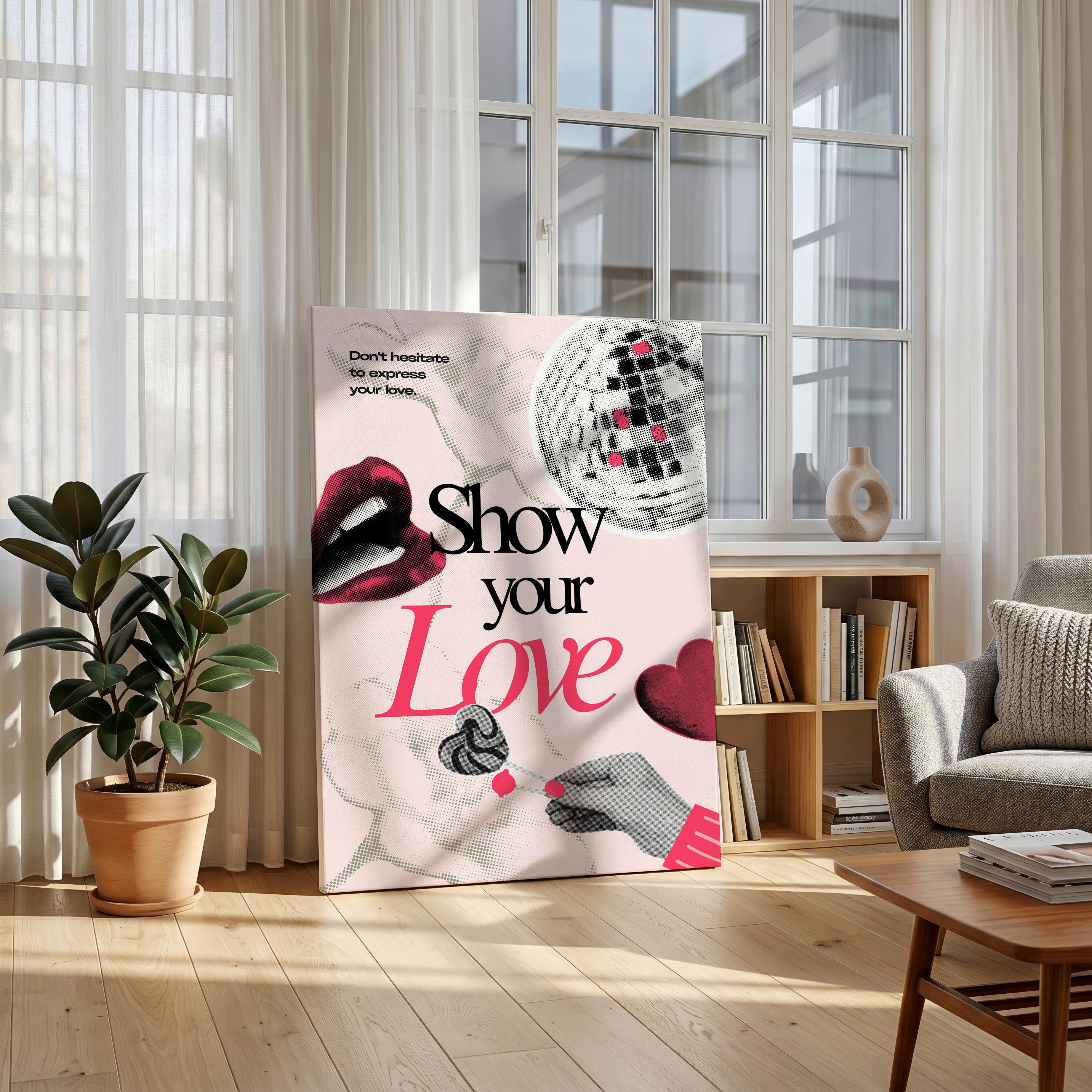 Show Your Love Pink Disco Vibes - Framed Canvas Wall Art Print | House Prints