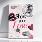 Show Your Love Pink Disco Vibes - Framed Canvas Wall Art Print | House Prints
