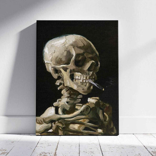 Skeleton with a Burning Cigarette - Vincent van Gogh - Framed Canvas Wall Art Print - House Prints