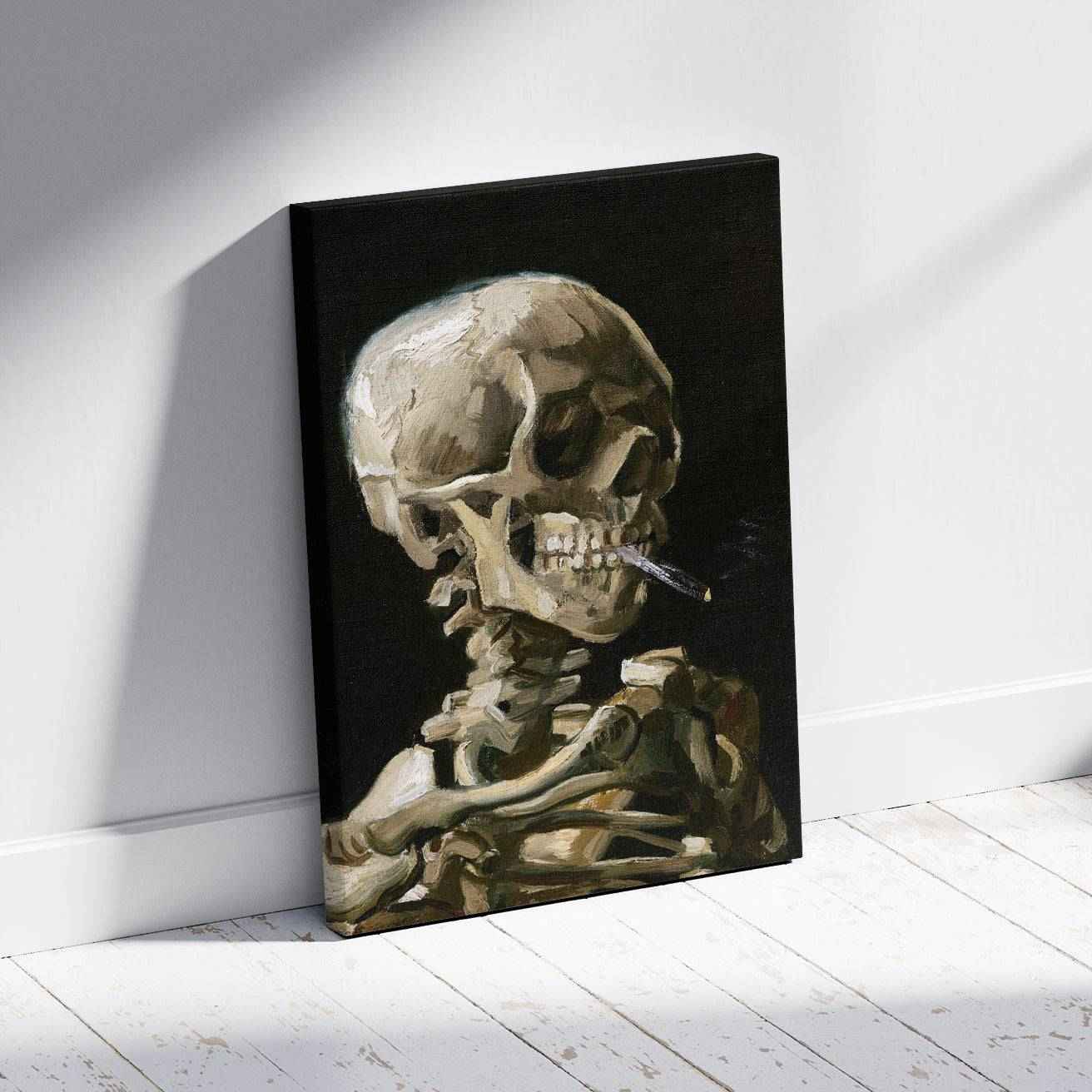Skeleton with a Burning Cigarette - Vincent van Gogh - Framed Canvas Wall Art Print - House Prints
